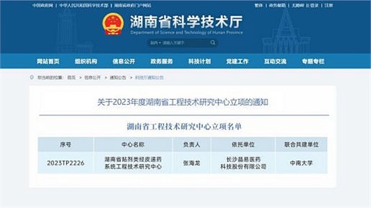 晶易醫(yī)藥“湖南省貼劑類經(jīng)皮遞藥系統(tǒng)工程技術(shù)研究中心”成功立項(xiàng)！